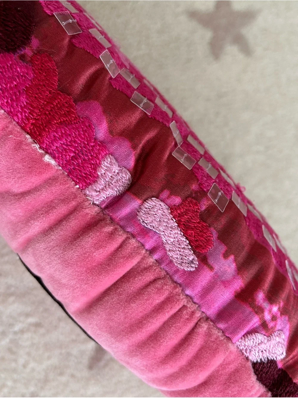 MacKenzie-Childs Hot Pink Pucker Up Lip Pillow
